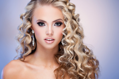 Blonde woman with curly hair