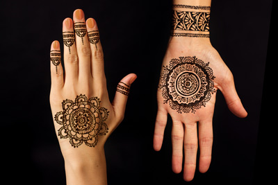 Henna on the front and back of hand
