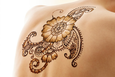 Woman with henna on back