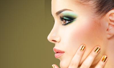 Woman with green eyeshadow