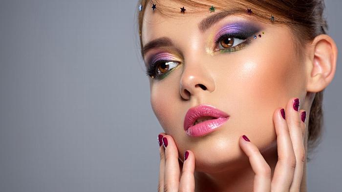Model with bright makeup