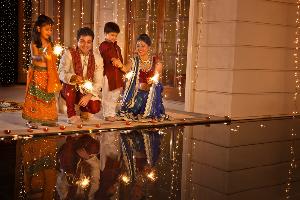 Family celebrating Diwali