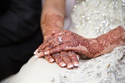 Bride with henna on both hands